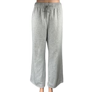 Automet Gray Fleece High Waist Flared Wide Leg Trousers Lounge Sweatpants Size L